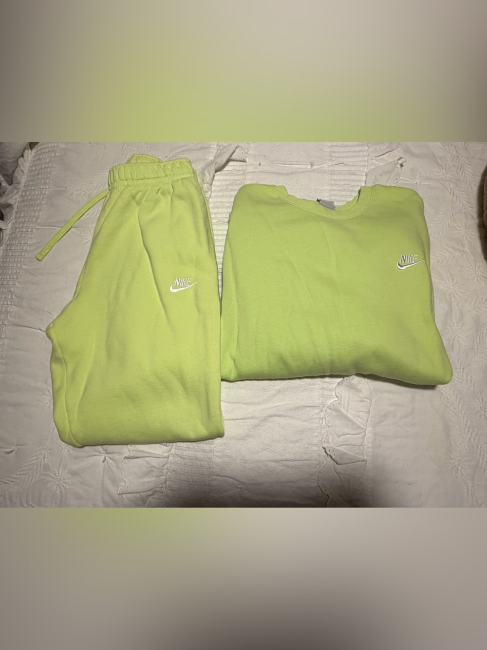 Nike Lime Green Fleece Sweatshirt and Joggers Set